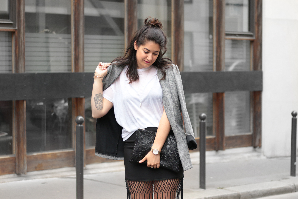 blog mode - Skirt franges Missguided + sneakers adidas + kiabia jacket - meganvlt